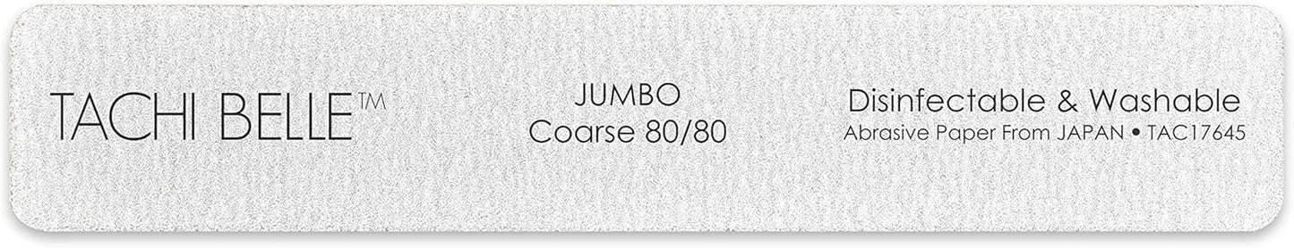 Tachibelle 50 Pcs Premium Japan Abrasive Jumbo File Washable Zebra File Nail Art Sanding Nail Files (Jumbo 80/80 Coarse)