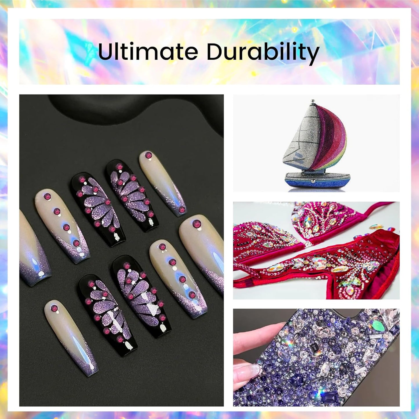 SS20 Non Hotfix Flatback Rhinestones - 1440pcs Glass Nail Gems Crystals for Makeup Bags, Shoes & DIY Decoration - Amethyst