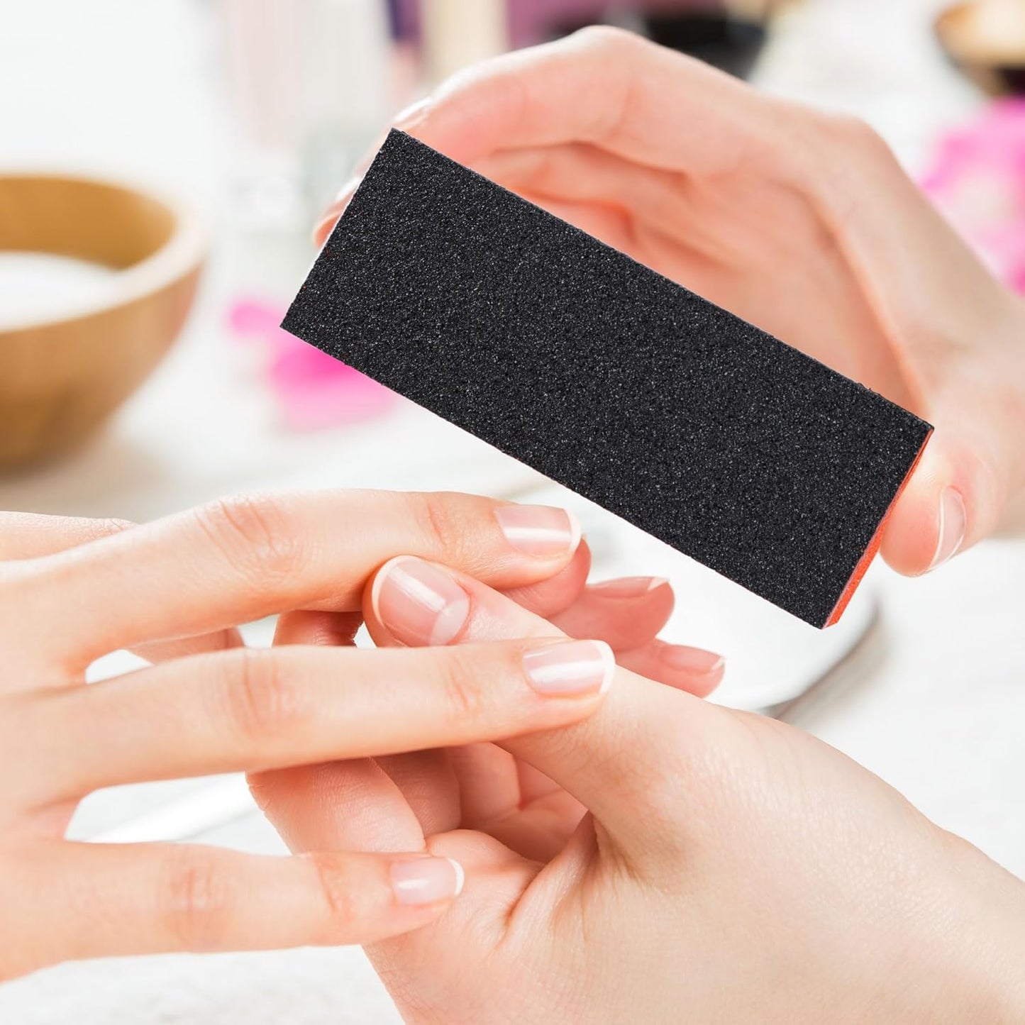 uxcell Sponge Nail File and Buffer Set, 4 Way Nail Buffer Sanding Block Manicure File Polishing Smooth Tool Kits, 10 PCS Nail Buffing Grinding Polisher File for Salon Home Use, Black Red