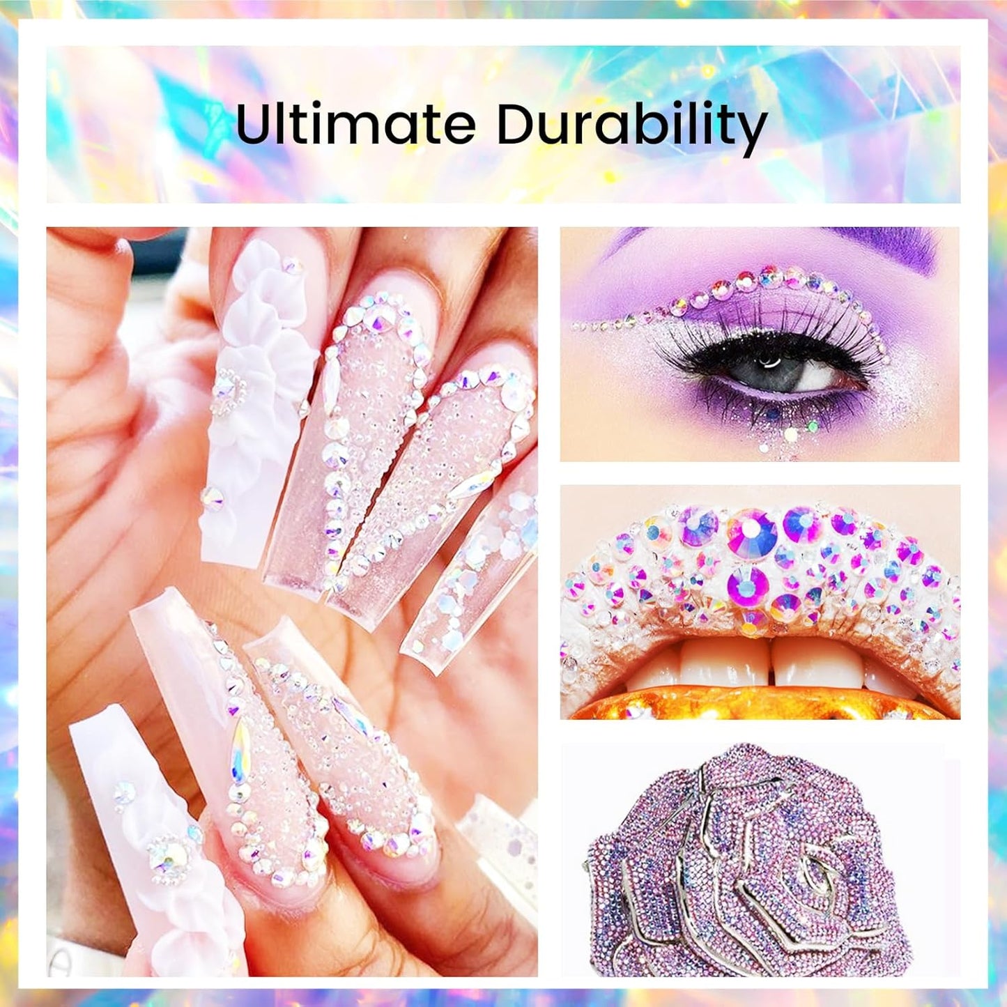 Novani Crystal Rhinestones, Flatback Loose Gemstones 288pcs Glass Rhinestones for Clothes Shoes Crafts Makeup Nail Art and DIY Decorations(SS34, Crystal AB)