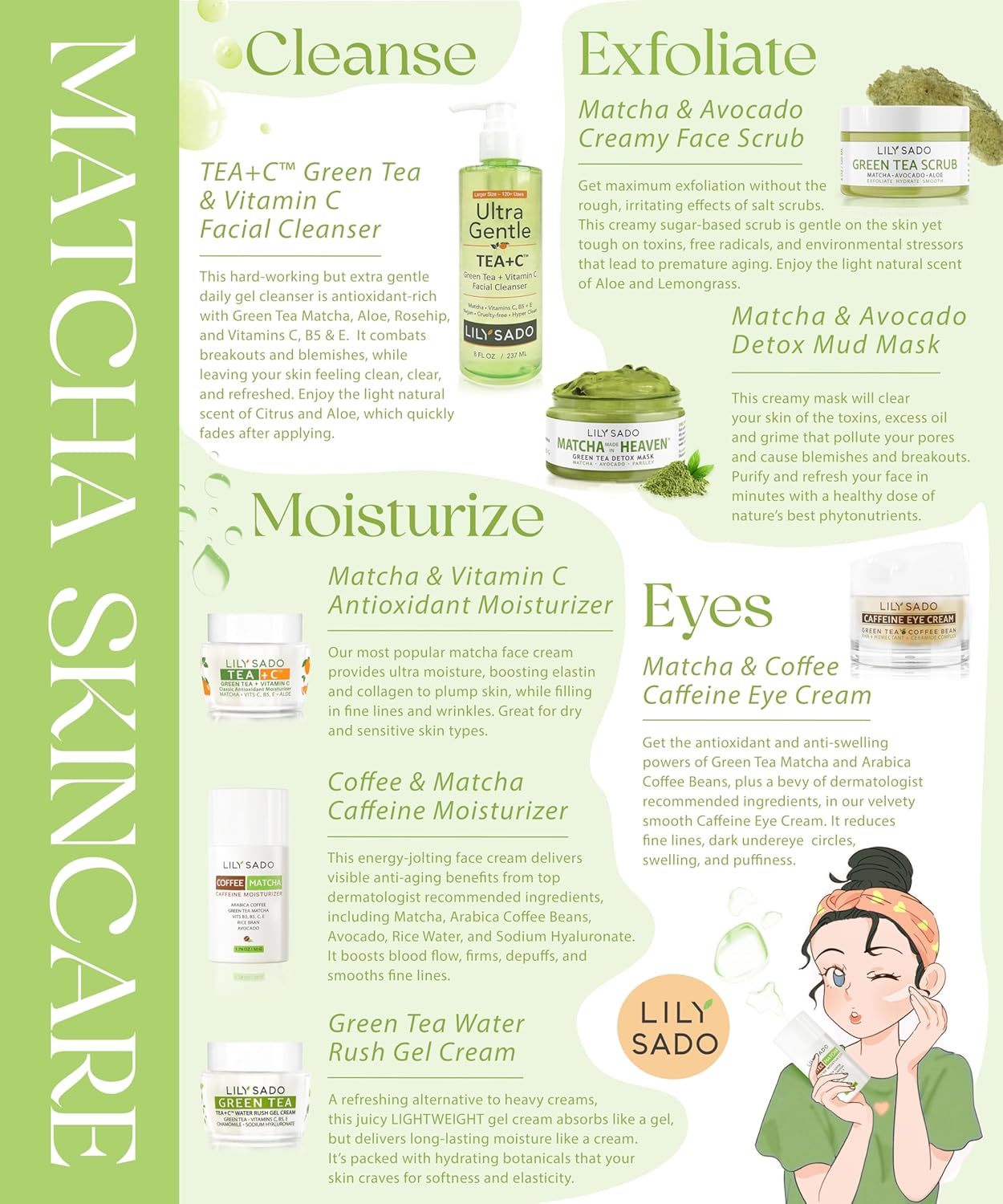 LILY SADO MATCHA MADE IN HEAVEN™ Green Tea Matcha & Avocado Face Mask - Natural Organic Vegan Facial Mask - Anti-Aging Antioxidant Defense Against Acne, Blackheads & Wrinkles – Get Visible Results