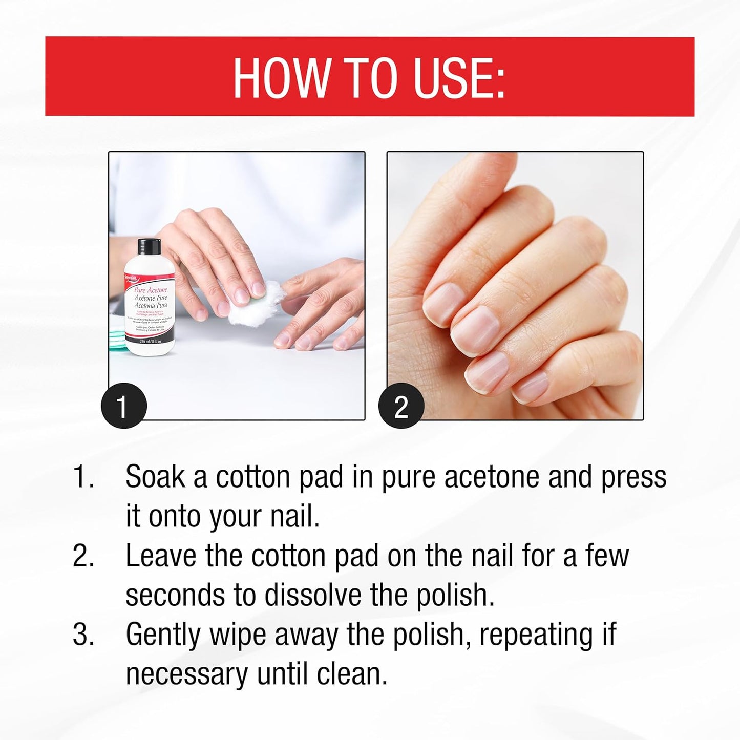 Supernail Pure Acetone Nail Polish Remover - Professional Strength for Acrylic, Gel & Dip Powder, Fast & Quick Gel Nail Polish Remover, 8 fl oz