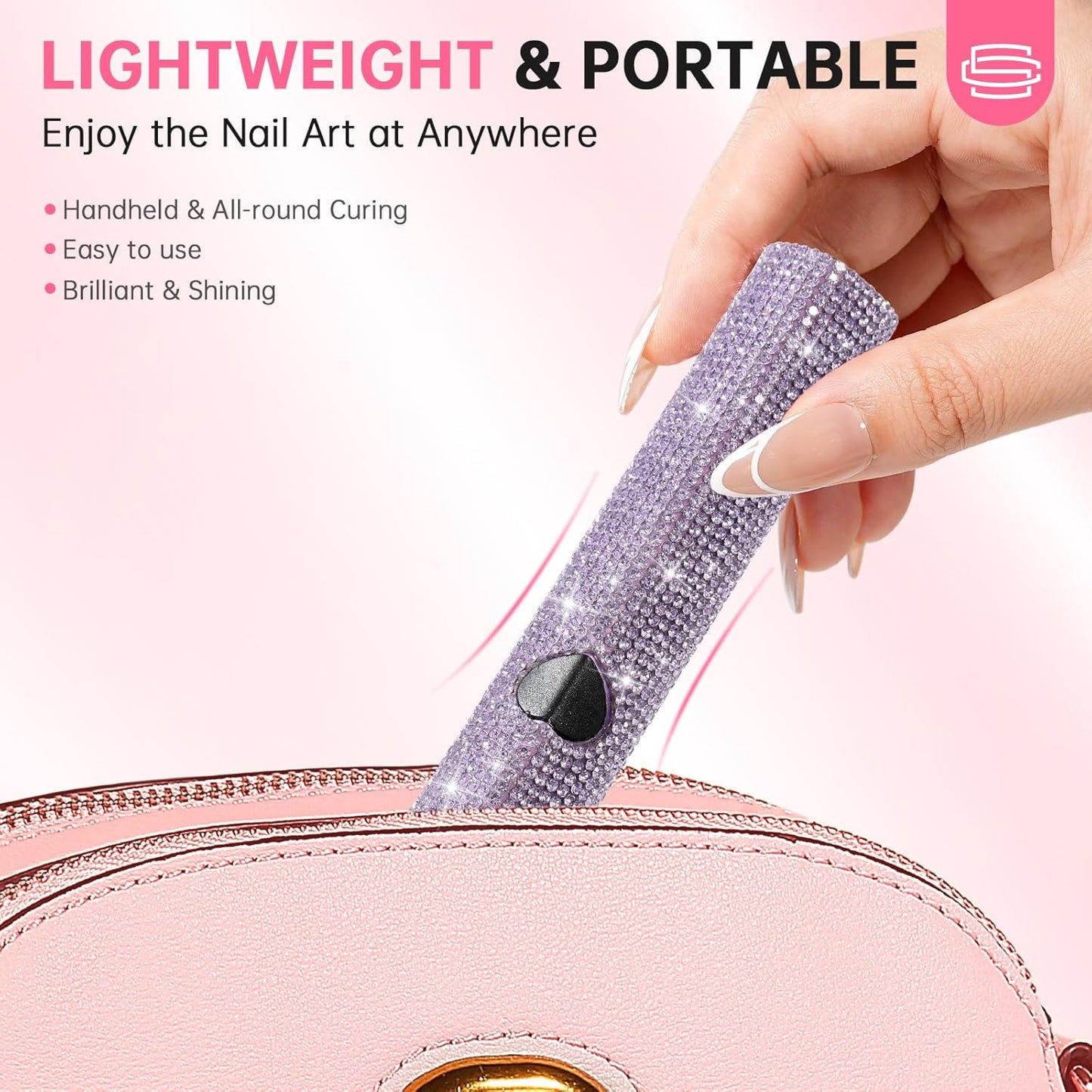 UV Light for Gel Nails, Handheld UV Nail Lamp, Portable LED Nail Lamp, Mini Nail Dryer, USB Nail Light for Fast Curing, Purple