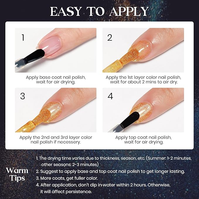 MIZHSE Holographic Nail Polish, Black Glitter Nail Polish Air Dry Fast, 15 ml 0.5 fl oz High Glossy Shiny Nail Pigment Oil-based Laser Iridescent Chrome Halo Nail Art Salon Manicure Home