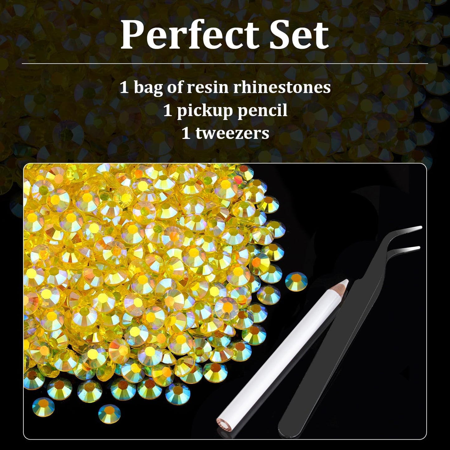 5000pcs 5mm Resin Rhinestones Bulk, Transparent Lemon Yellow AB Flatback Round Jelly Rhinestones Non Hotfix Crystal Gems Large Quantity Wholesale for DIY Crafts Clothes Bottles Face Makeup Manicure