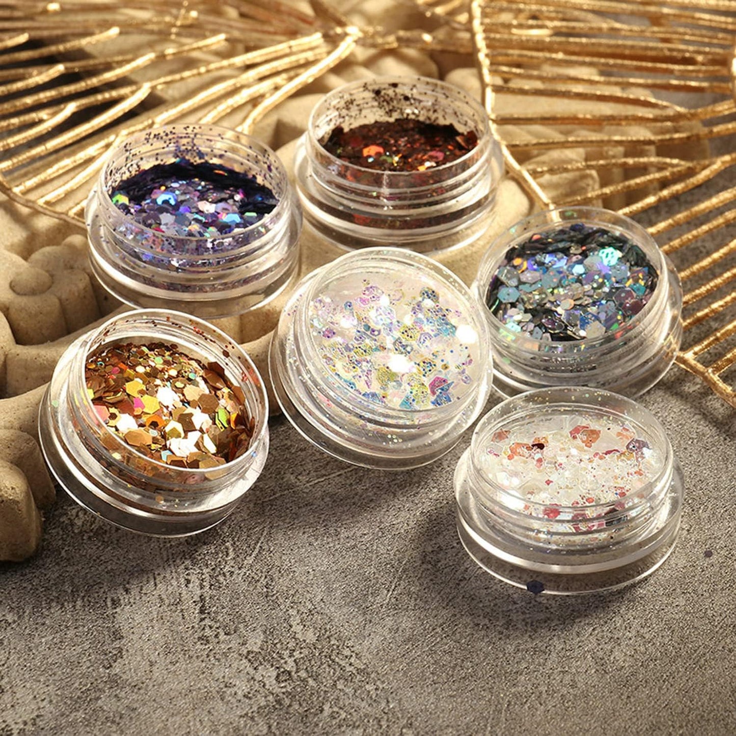 Holographic Sequins Nail Art Flakes Design, 3D Laser Glitter Acrylic Supplies for Gel Polish, Women Manicure Shiny Decorations Resin Nail Art Tips
