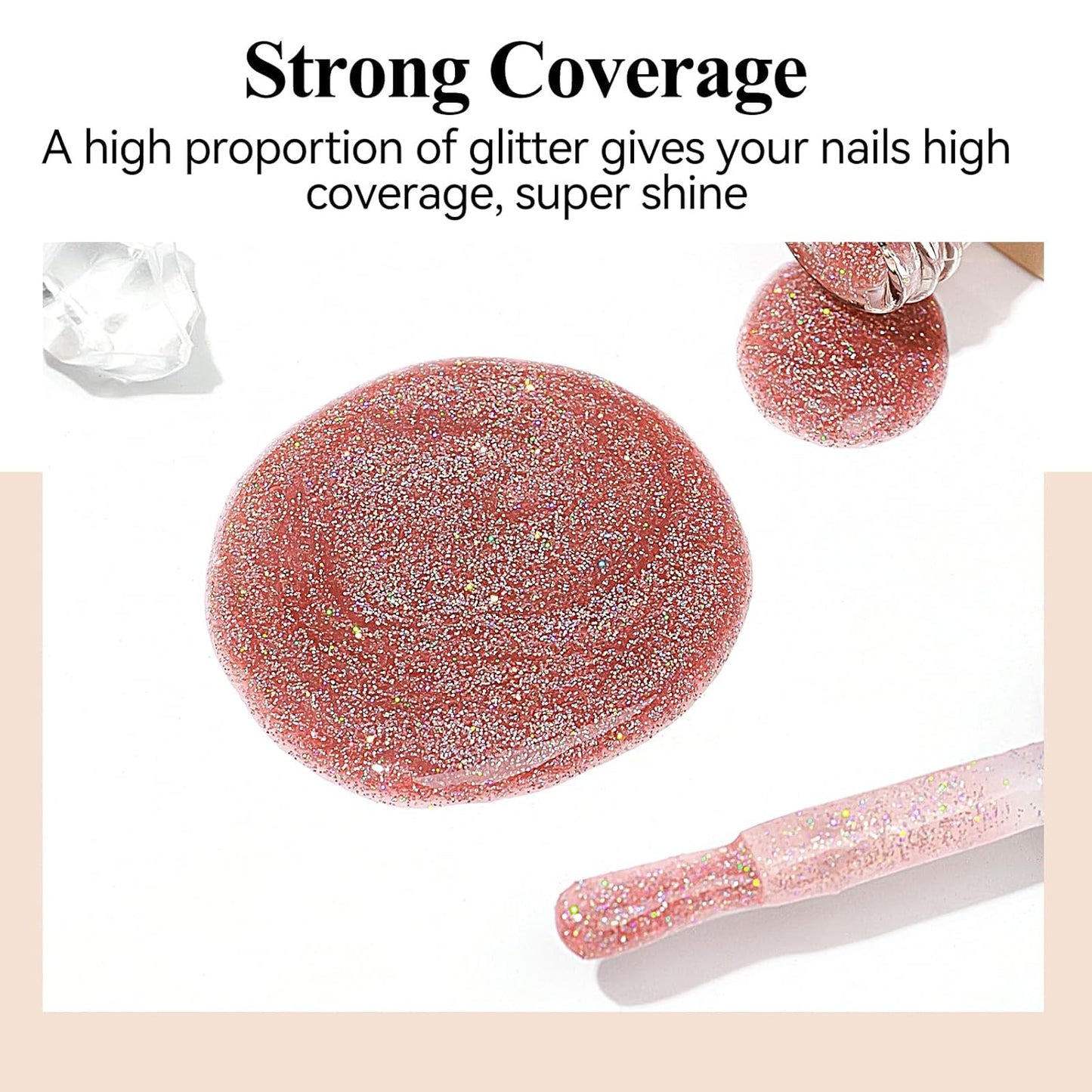 Glitter Nail Polish Quick Dry 12ML Shimmer Holographic Reflective Nail Polish Air Fast Drying Iridescent nail polish Light Brown Varnish Nail Lacquer Nail Art for Beginner-1PC