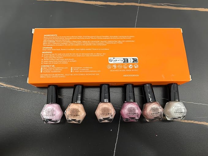 modelones Nail Polish Set 6 Colors Neutral Nude Pink Mini Skin Tones Collection Quick Dry Neutral Glitter Finger Nail Polish Home DIY Manicure Valentine's Gift for Women Girl