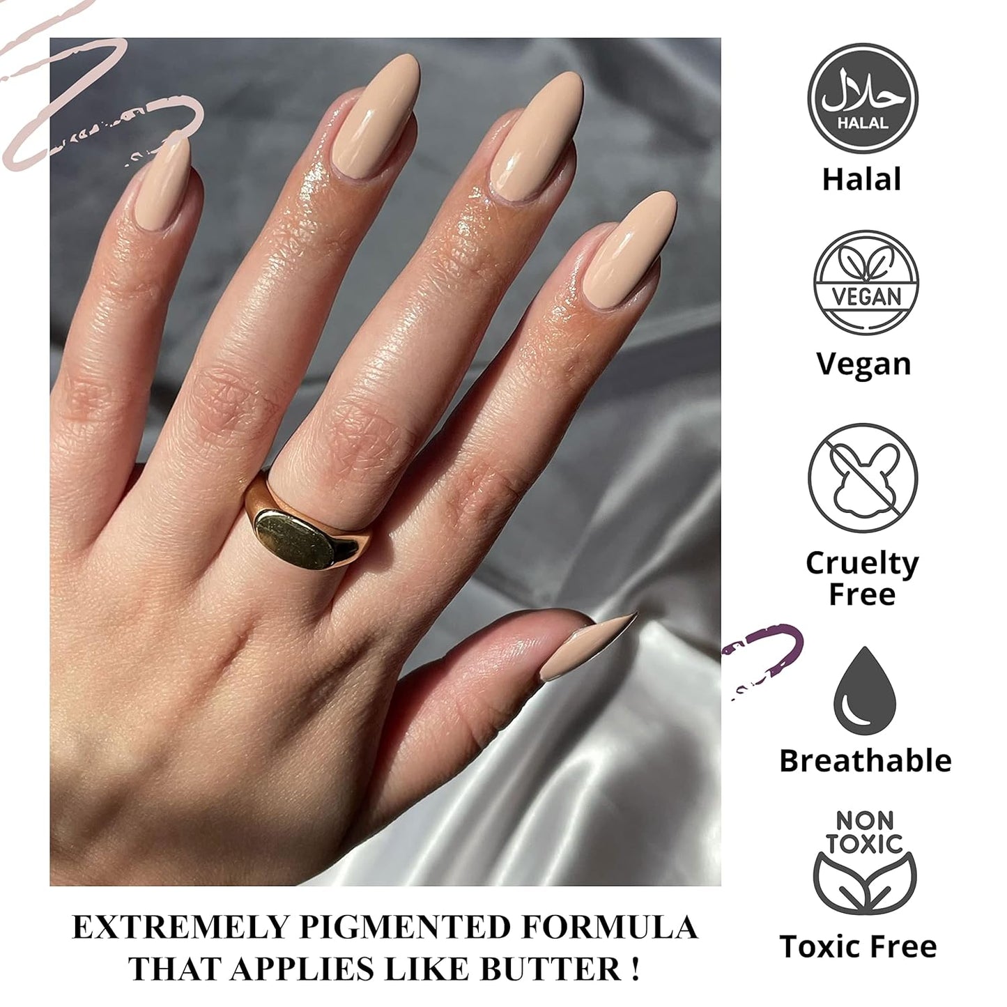 VIVRE Cosmetics Certified Breathable - Water Permeable - Oxygen Permeable - Halal Nail Polish: at First Blush