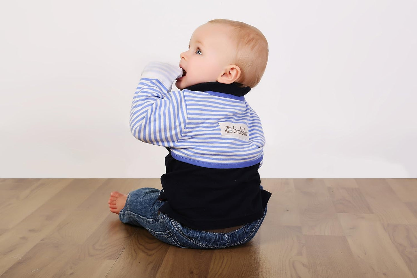 ScratchSleeves | Baby Boys' Stay-On Scratch Mitts | Stripes