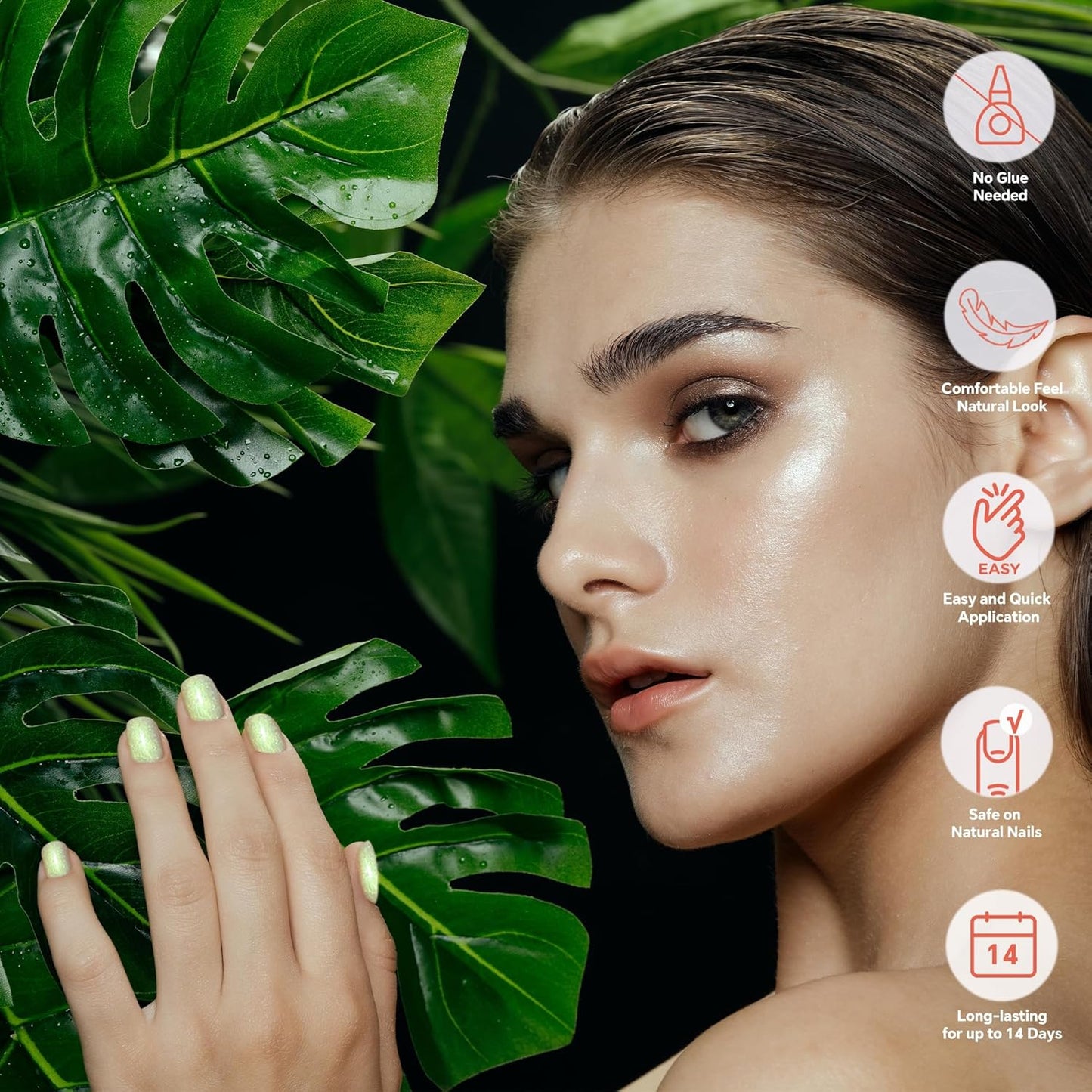 Semi Cured Gel Nail Strips-Salon Quality Semi-Cured Gel Press On Nails Stickers Quick DIY Nail Art Manicure Kits for Women at Home Works with Any UV/LED Lamps(Golden Aurora)