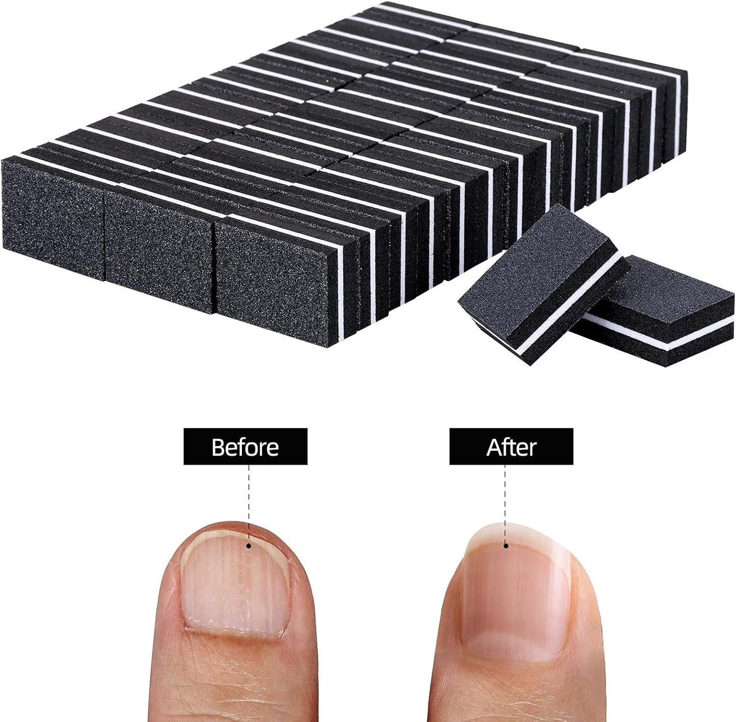 100 Pcs Mini Buffers for Nails 180/100 Grit Buffer for Acrylic Nails for Nail Care(Black)