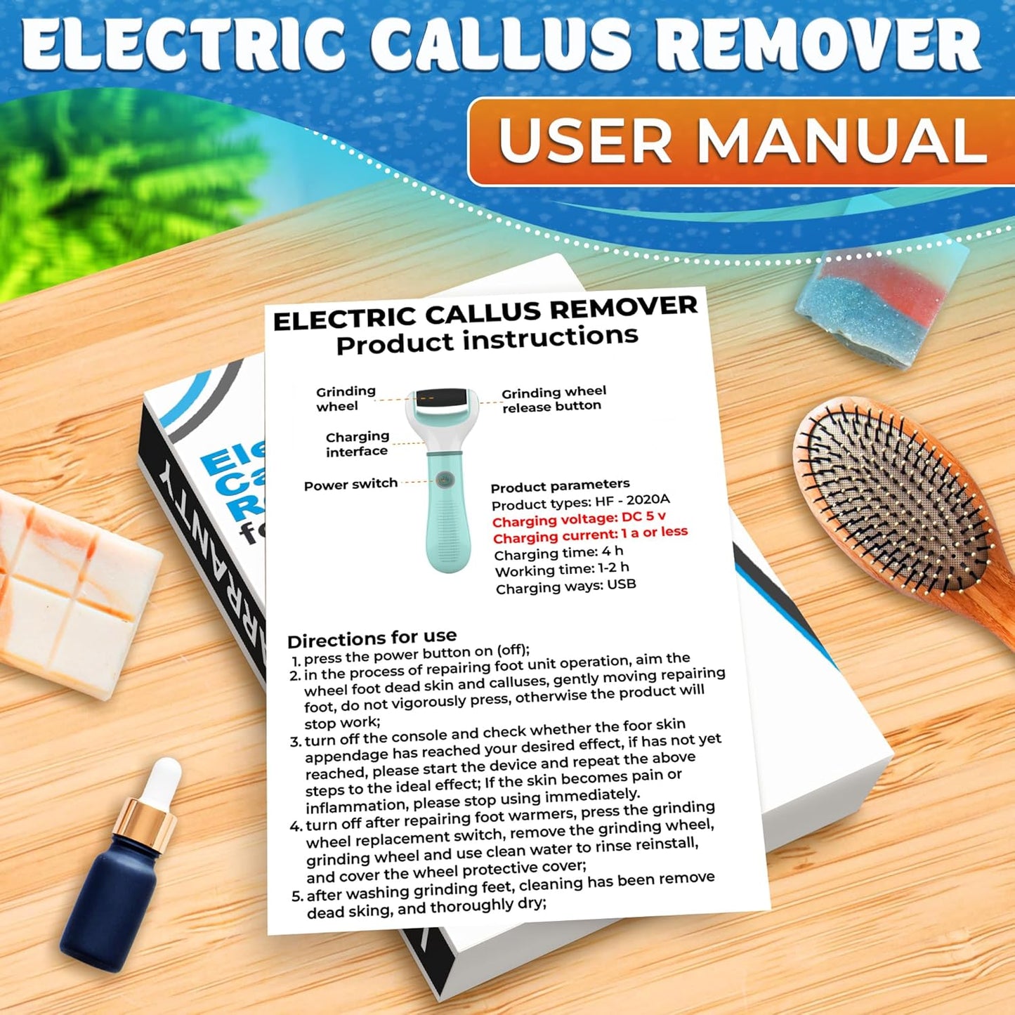 Rechargeable Electric Foot Callus Remover Tool – High-Speed 2800 RPM Electric Foot Sander Callus Remover with Replaceable Roller – Compact & Easy Maintenance, Up to 1-Hour Runtime for Smooth Feet