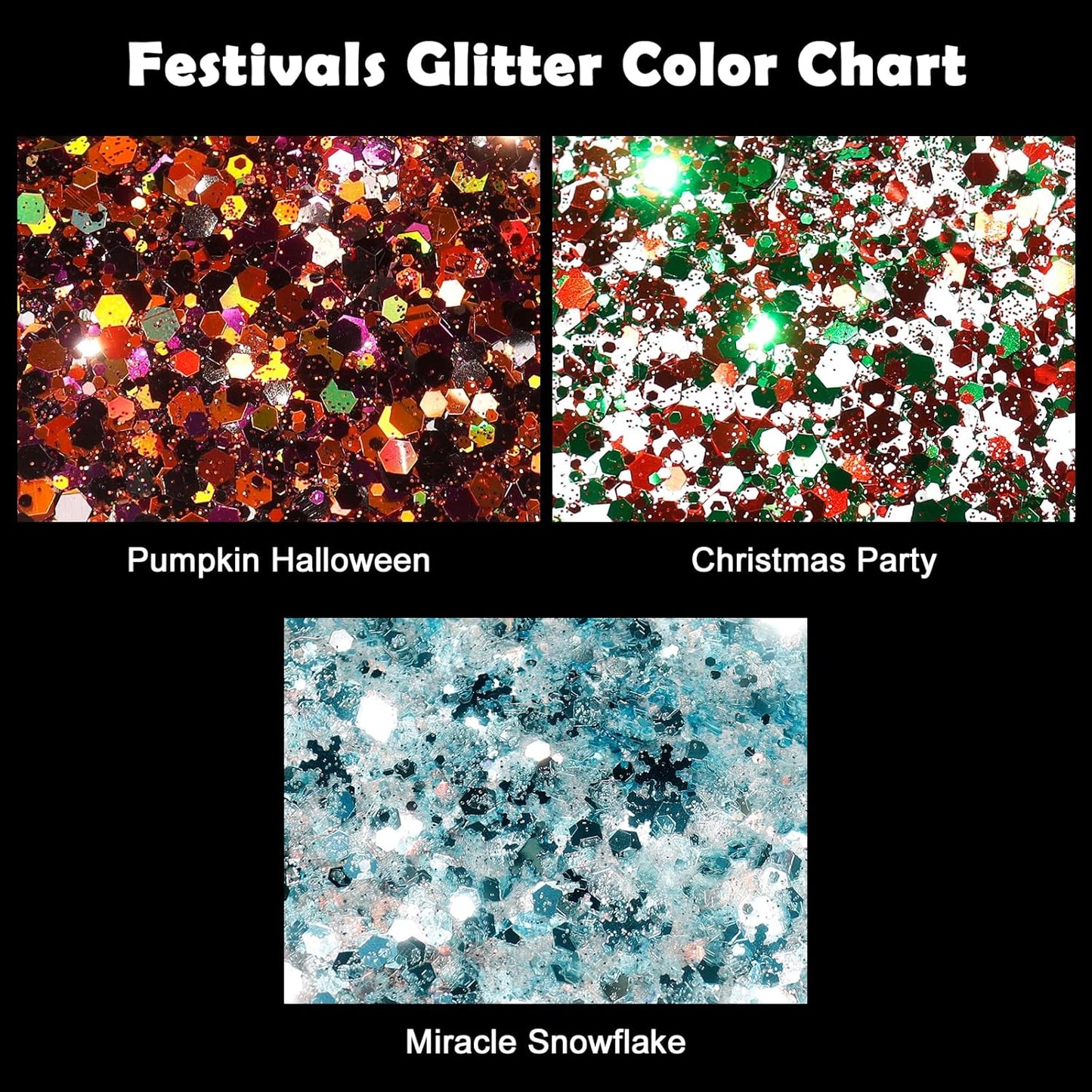 Renfio Orange Purple Black Chunky Glitter,Mixed Holographic Glitter for Helloween,1.76oz/50g Iridescent Hexagon Sequin for Snowglobe Tumbler,Resin,Craft,Nail,Face,Hair,Festival Decor,Ornament
