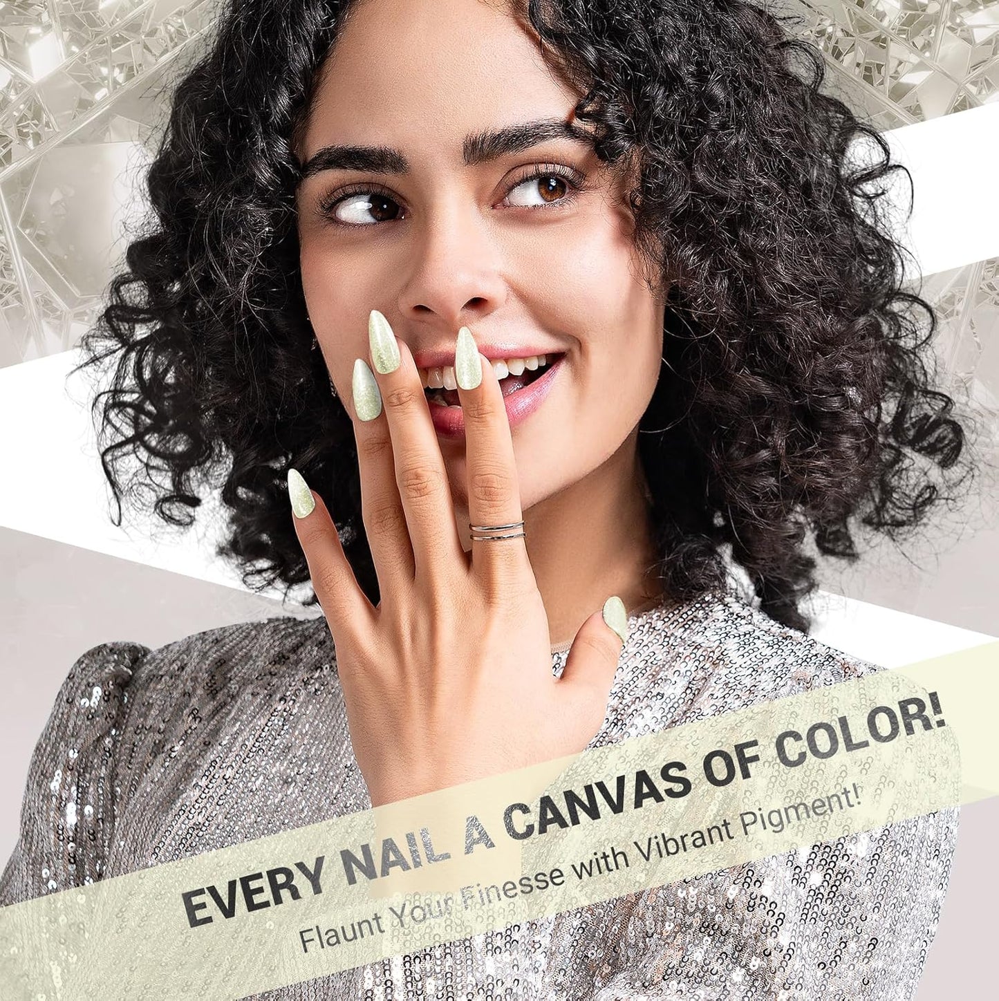 MelodySusie White Glitter Gel Polish, 15ml Translucent Jelly Glitter White Nail Polish Sparkle Gel Color Z053, Soak Off UV LED Nail Lamp Nail Art Starter Manicure DIY at Home 0.5 Fl Oz