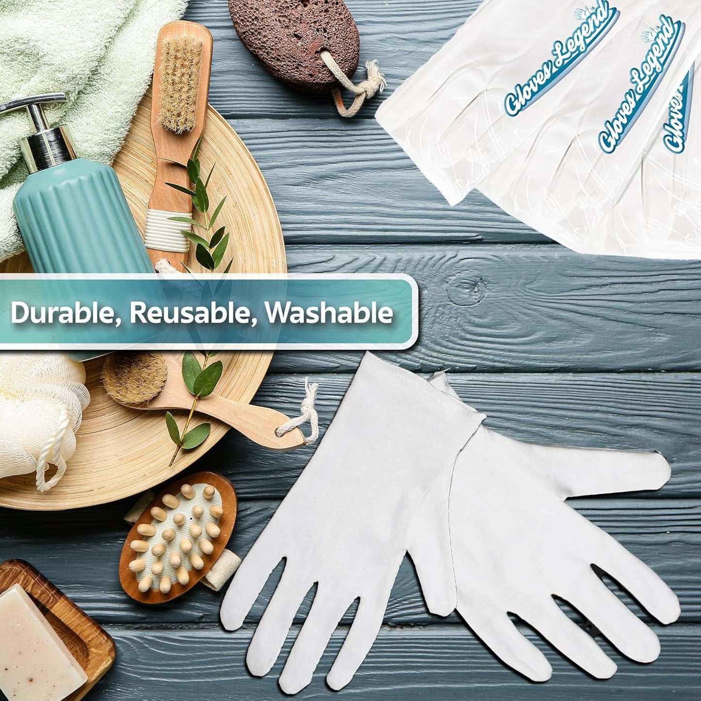 12 Pairs - Medium - Gloves Legend Cotton Moisturizing Gloves for Dry Hands - White Sleeping Gloves for Nighttime Care - 100% Cotton