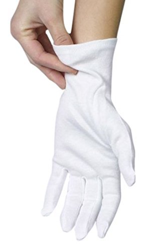 Cotton Gloves - 3 Pairs White, Moisturizing Night Gloves for Dry Hands, Size M