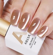 AILLSA Glass Cat Eye Gel Nail Polish, 15ml Brown Glitter Jelly Sheer Gel Polish, Translucent Magnetic Shimmer Sparkle Nail Art U V Salon 0.5 OZ GF33