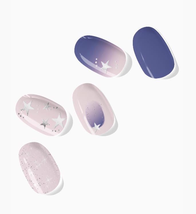 NOVA, Female Founded, Semi Cured Gel Nail Strips (Stargazer) - The 10 Minute Manicure. Salon-Quality, Easy to Apply & Remove - Incl. Nail File & Wooden Stick (Stargazer)