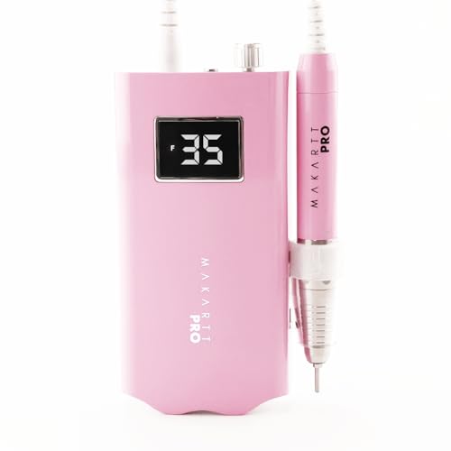 MakarttPro LuxuriaPro 35000 RPM Professional Nail Drill - 85W Brushless Motor | High Torque | Quiet & Vibration-Free | Portable, Rechargeable & Cordless Nail Drill for Technicians (Baby Pink)