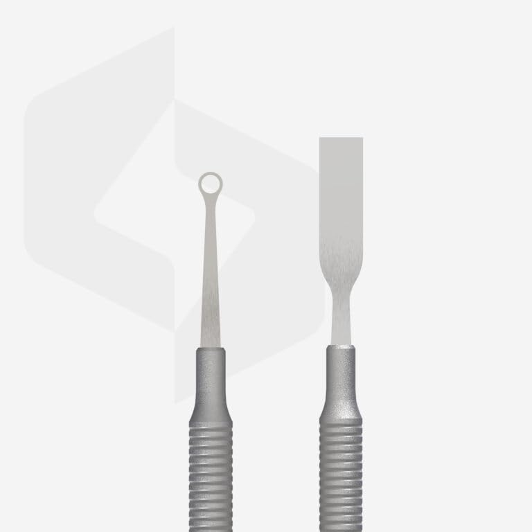 Staleks Pro Manicure Pusher SMART 80 Type 1 – Flat Cuticle Pusher and Loop – Dual-Ended Stainless Steel Nail Tool