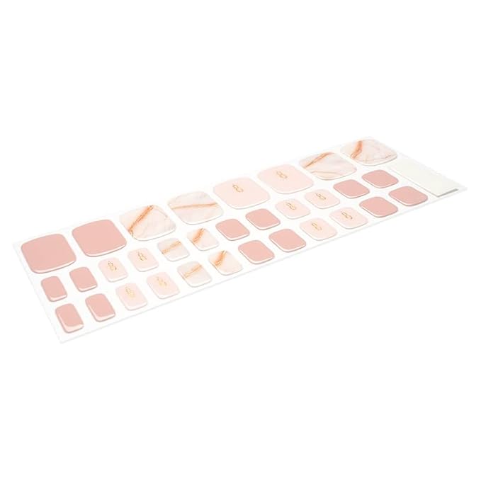 Semi Cured Gel Nail Strips - 32 pcs Gel Pedicure Stickers, Easy to Apply & Remove Toenail Stickers, Salon Quality at Home & Long Lasting - UV Nail Lamp Required - Brown Jewelry P