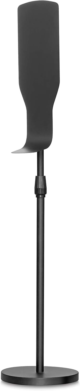 New Star Foodservice 1028898 Freestanding Adjustable Floor Stand for Hand Sanitizer Dispenser with Drip Tray and Weighted Base, Customizable, Black, Round Base