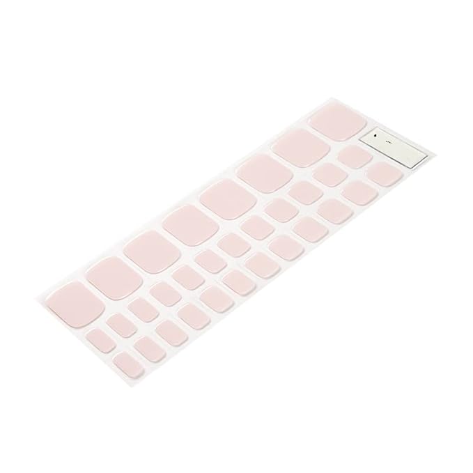 Semi Cured Gel Nail Strips - 32 pcs Gel Pedicure Stickers, Easy to Apply & Remove Toenail Stickers, Salon Quality at Home & Long Lasting - UV Nail Lamp Required - Pink P