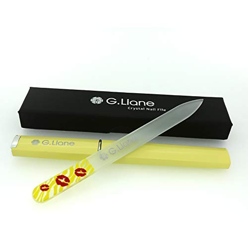 Premium Glass Nail File with Case Professional Crystal Fingernail Files Perfect Manicure Set for Women Men Kids Nail Care Gift Set(Yellow)