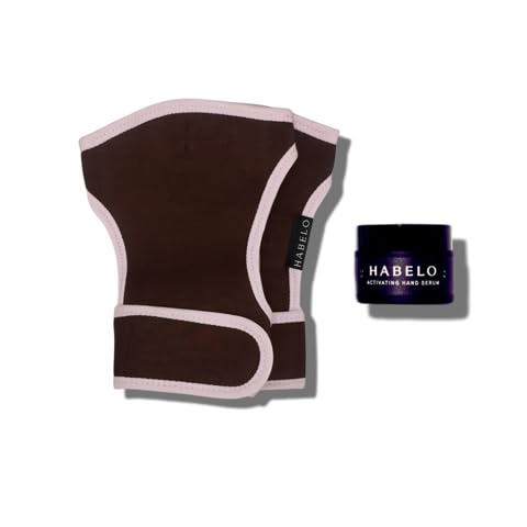 Anti-Aging Skincare Set: Habelo Activating Hand Serum + Limited Edition Treatment-Boosting Gloves | High-Performance Hydrating Hand Mask for Skin Repair and Younger-Looking Hands (Chocolate/Lavender)