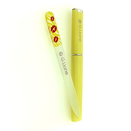 Premium Glass Nail File with Case Professional Crystal Fingernail Files Perfect Manicure Set for Women Men Kids Nail Care Gift Set(Yellow)