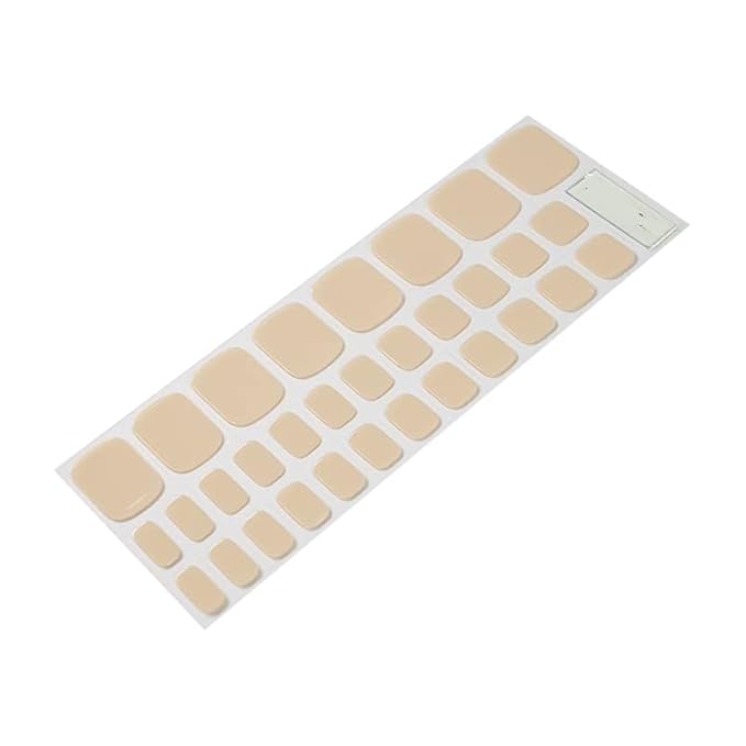 Semi Cured Gel Nail Strips - 32 pcs Gel Pedicure Stickers, Easy to Apply & Remove Toenail Stickers, Salon Quality at Home & Long Lasting - UV Nail Lamp Required - Light Brown P