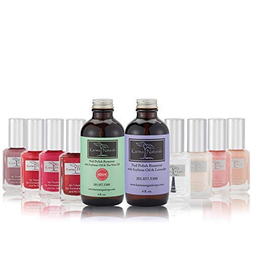 karma organic Nail Polish Lady Desire - Natural Nail Polish Base Coat Set – Natural Nail Polish Remover - NonToxic Nail Art | Vegan and Cruelty-Free Nail Paint (Pack of 10)