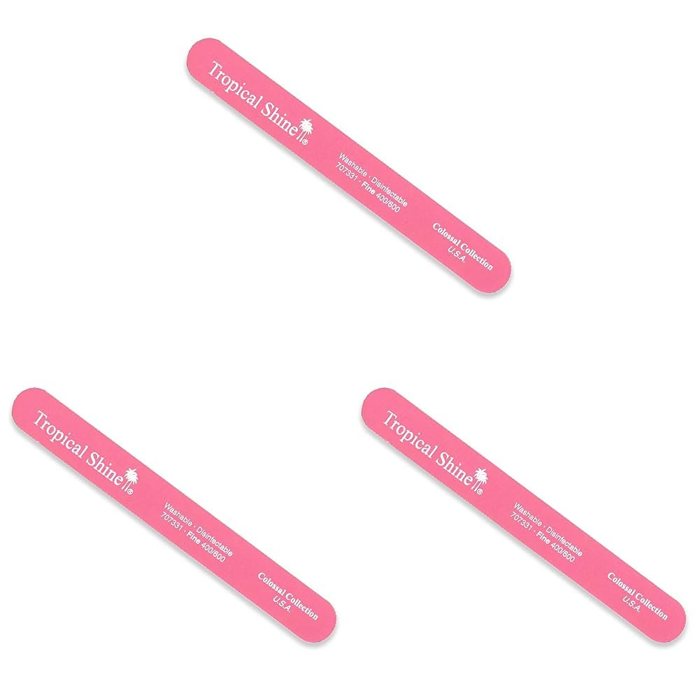 File Fine Extra Fine - 400-600 Pink by Tropical Shine for Women - 1 Pc File (Pack of 3)