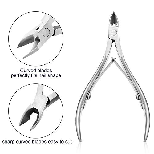 Mudder 4 Packs Cuticle Trimmer Upgraded Stainless Steel Cuticle Remover Nippers Kit with Pointed Blade Scissors Labor Saving Sharp Dead Skin Cutter for Fingernail Toenail Manicure Pedicure Tool