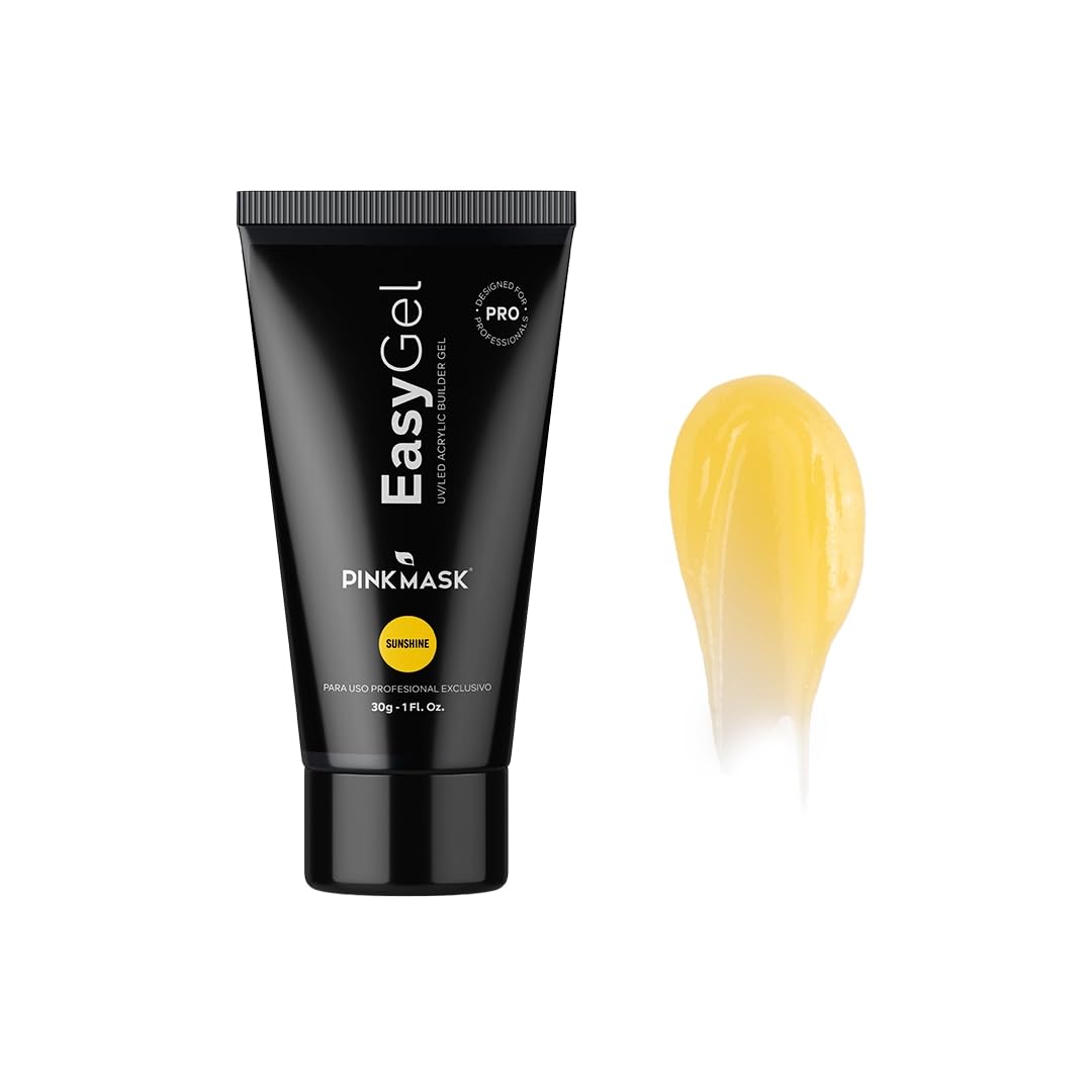 PINK MASK Easy Gel 1oz 30g-Sunshine, Professional Builder Enhancement Gel-Quick Nail Extension for Beginner DIY, Nail Strengthener-Long Lasting-Salon Quality-Thickening Solution