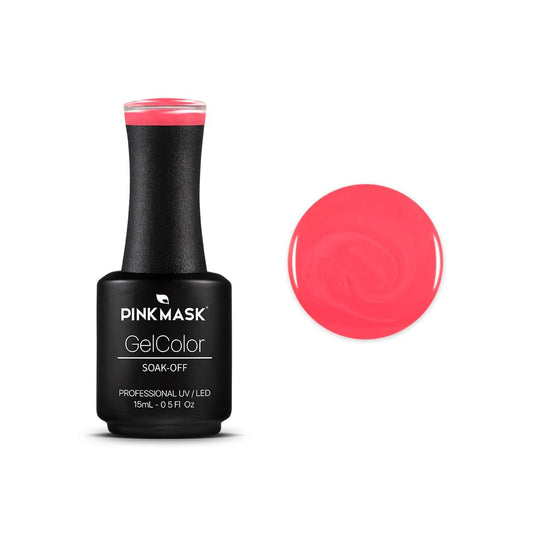PINK MASK Gel Color Nail Polish Nicki - Neon Col. 15ml / o.5 oz - UV/LED Gel Polish, Non Wipe, Long Lasting, Soak Off Formula