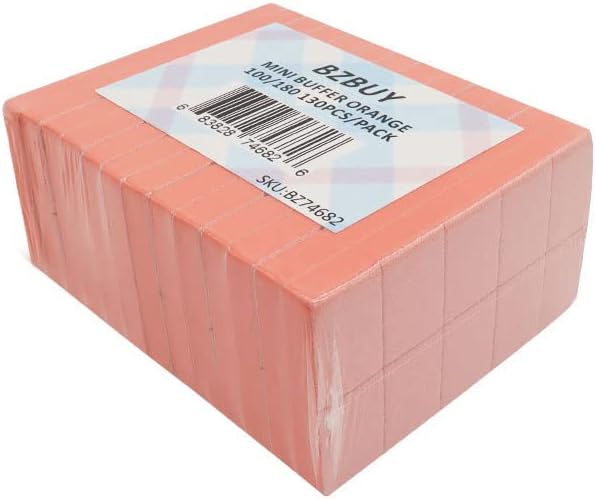 Nail Mini Orange Buffer Block File 100/180 Grit 2 Sided (130 Count)