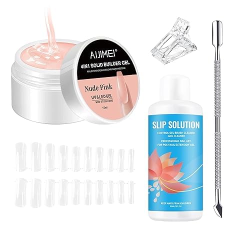 AIJIMEI Solid Builder Gel Kit With Manicure Tools for Nails 15ML 4IN1 NailExtensionGel UV & LEDGel forNails Long-Lasting NailExtension Gelfor NailsManicure DIY at Home (SOLID-GEL-A3)