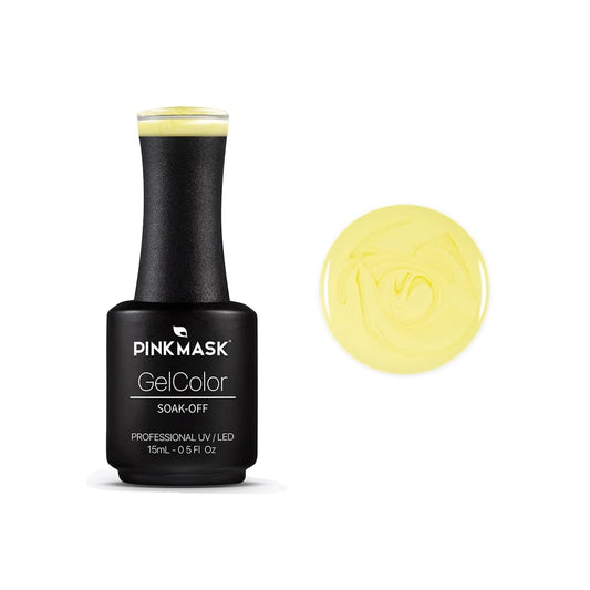 PINK MASK Gel Color Nail Polish Yellow Lily 15ml / o.5 oz - UV/LED Gel Polish, Non Wipe, Long Lasting, Soak Off Formula