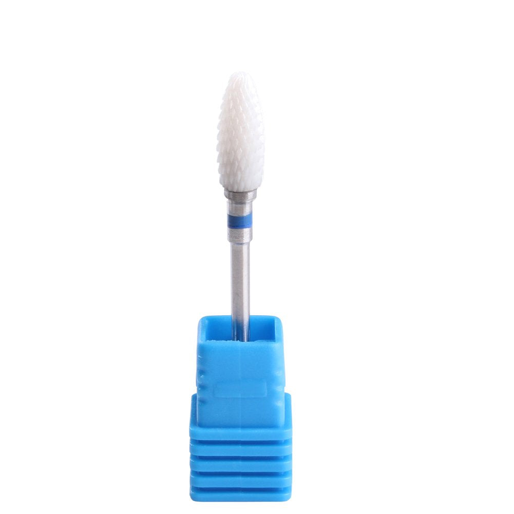 MZCMSL Medium Grit Ceramic Drill Bit,White Ceramic Cone File Bit, 3/32 Flame Style Gel Nail Polish Removing Nail Art Tool