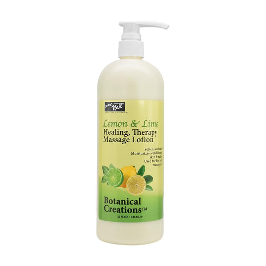 PRO NAIL - Healing Therapy Massage Lotion - Professional Pedicure, Body and Hot Oil Manicure, Infused with Natural Oils, Vitamins, Panthenol and Amino Acids (Lemon and Lime, 32 Oz)