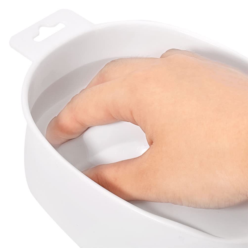 Single-Layer Nail Soaking Bowl for Manicure, Plastic Nail Removal Bowl, Hand Soaker for Cuticle Treatment, White, 6.69 X 4.80 X 1.96 Inches