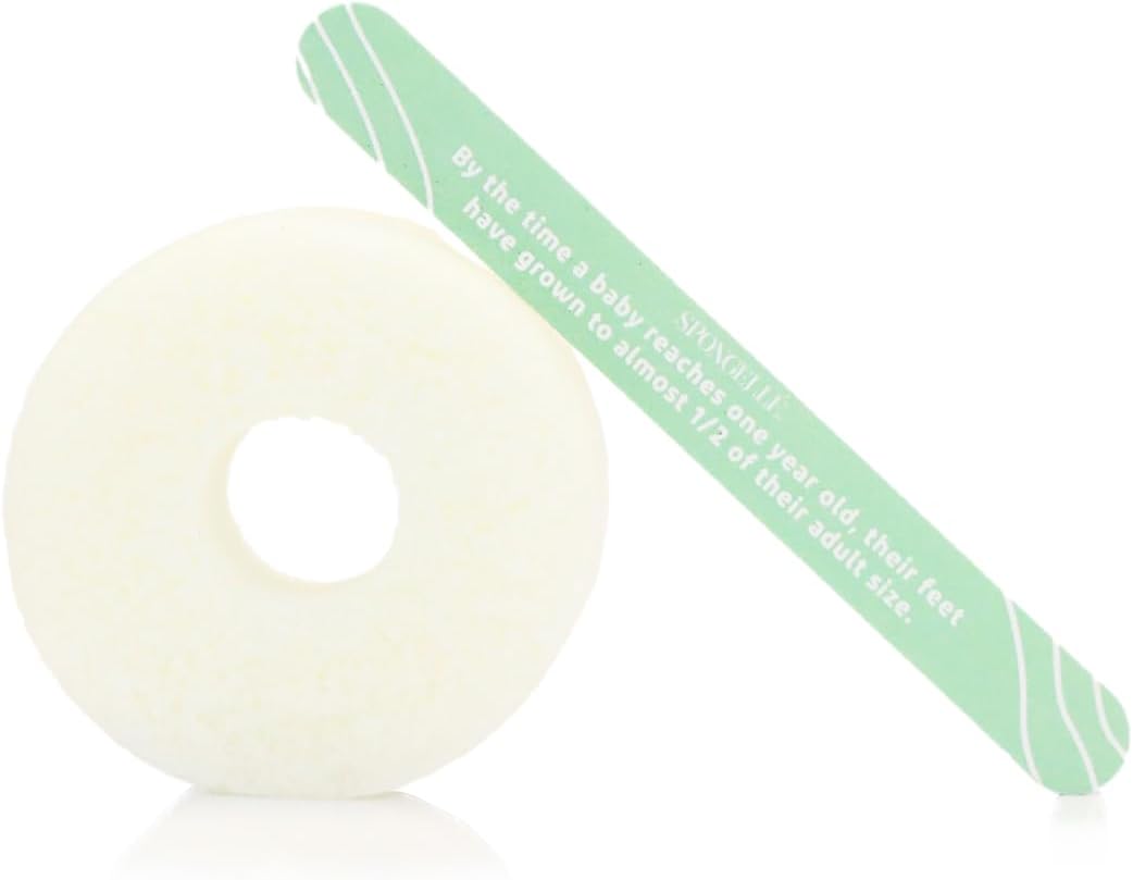 Spongellé Peppermint PediPOP! Pedi Buffer & Nail File | All-in-One Pedicure Treatment | Exfoliates, Softens & Cleanses | 30+ Washes | Vegan & Cruelty-Free
