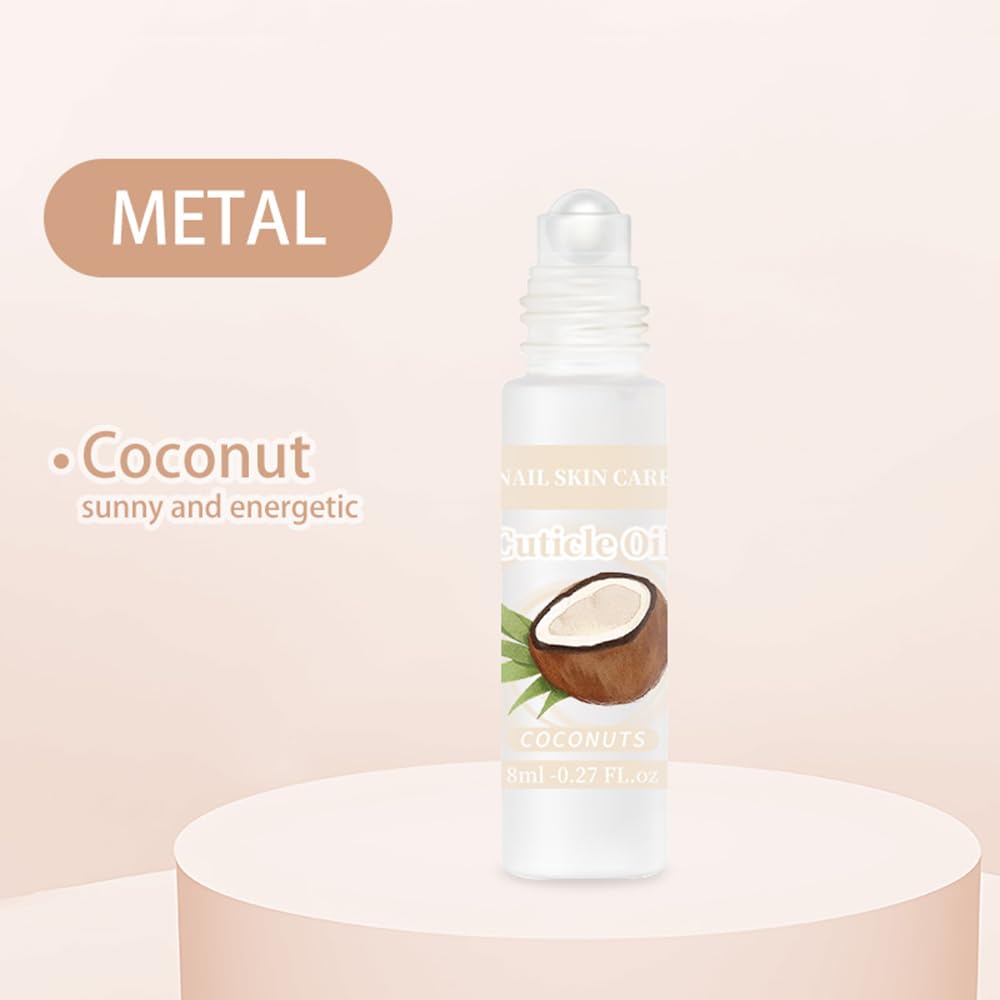 2pcs Cuticle Oil Roller 8ml/0.27 FL.oz Nourishing Moisturizing for Convenient Portable Nail Cuticle Oil Rollerball for On the Go Hydration and Care(Coconut &Iris)