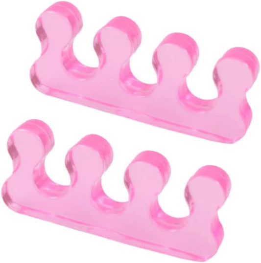 4Pcs Pink Toe Separators for Pedicure, Gel Toe Spacers for Men and Women Suitable for Overlapping Toes, Bunions, Hammer Toe, Soft Toe Spreader for Separating Toenails or Nails, Tools