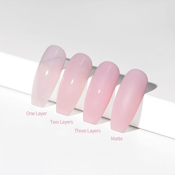 RARJSM Sheer Pink Gel Nail Polish Clear Pink GelPolish Natural Transparent French Manicure Shimmer Pigment Jelly Nail Gel Varnish Curing Requires Single Bottle 15ml for Home Salon Nail Art DIY