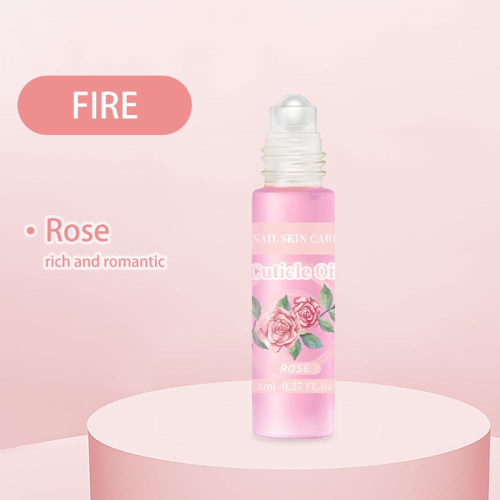 2pcs Cuticle Oil Roller Nourishing Cuticle Oil for Nails Hydrating and Cuticles Moisturizing Nail Care Products(Lemon & Rose)