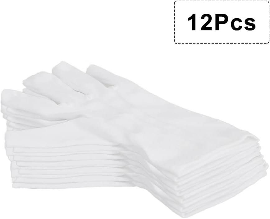 White Cotton Gloves,Cotton Gloves for Dry Hands Sleeping,White Cotton Gloves Women,White Gloves Costume,Cotton Gloves for Sleeping,Moisturizing Gloves Overnight,White Marching Band Gloves