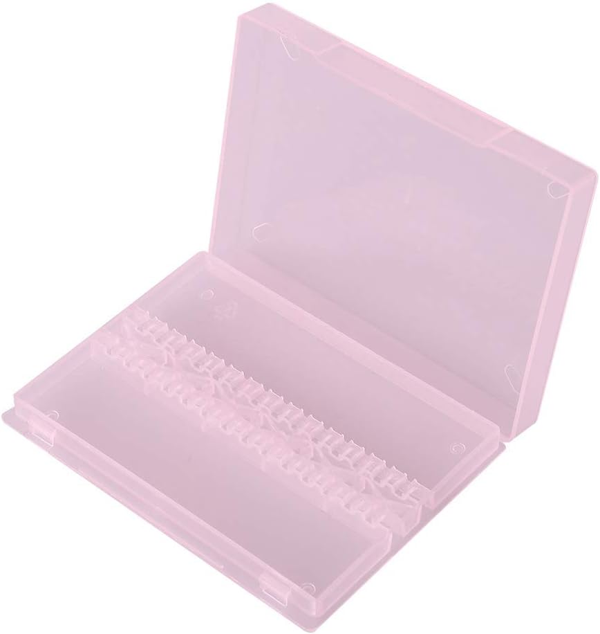 TOPINCN 14-Hole Nail Drill Bit Box, Modern Pink Storage Box for Nail Art Salon & Home Use